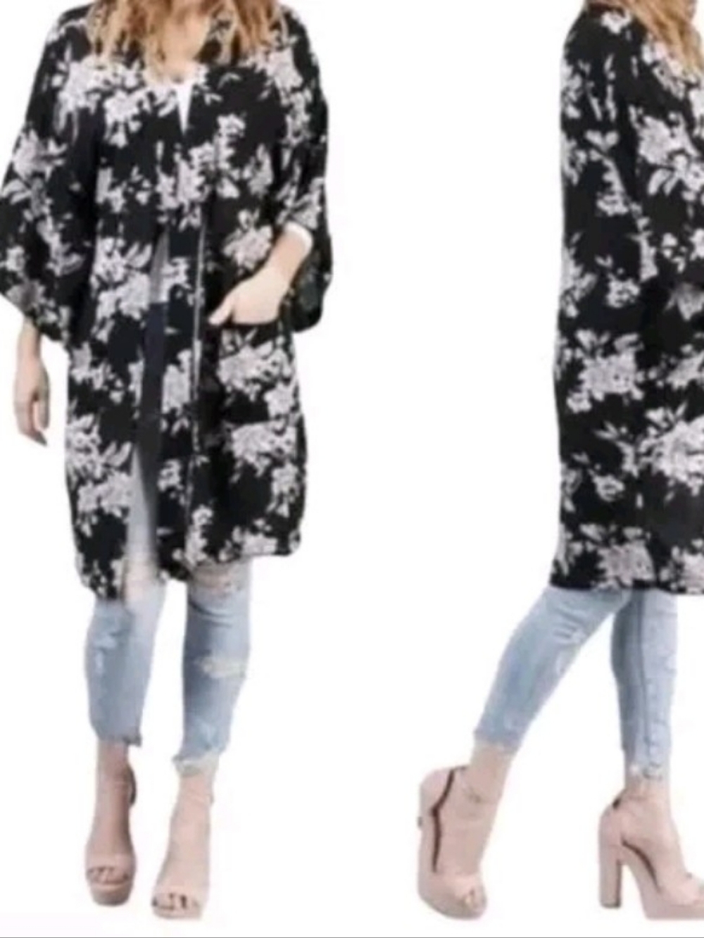 Spiritual Gangster Black & White Floral Swim Coverup